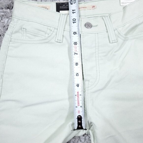 Levi’s Premium Wedgie Straight Corduroy Jeans Pants 25 x 28 Pastel Green Seafoam - Picture 12 of 13